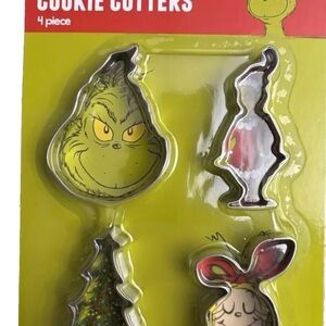 1 - 4ct The Grinch Theme Holiday Cookie Cutters Christmas, Stainless Steel